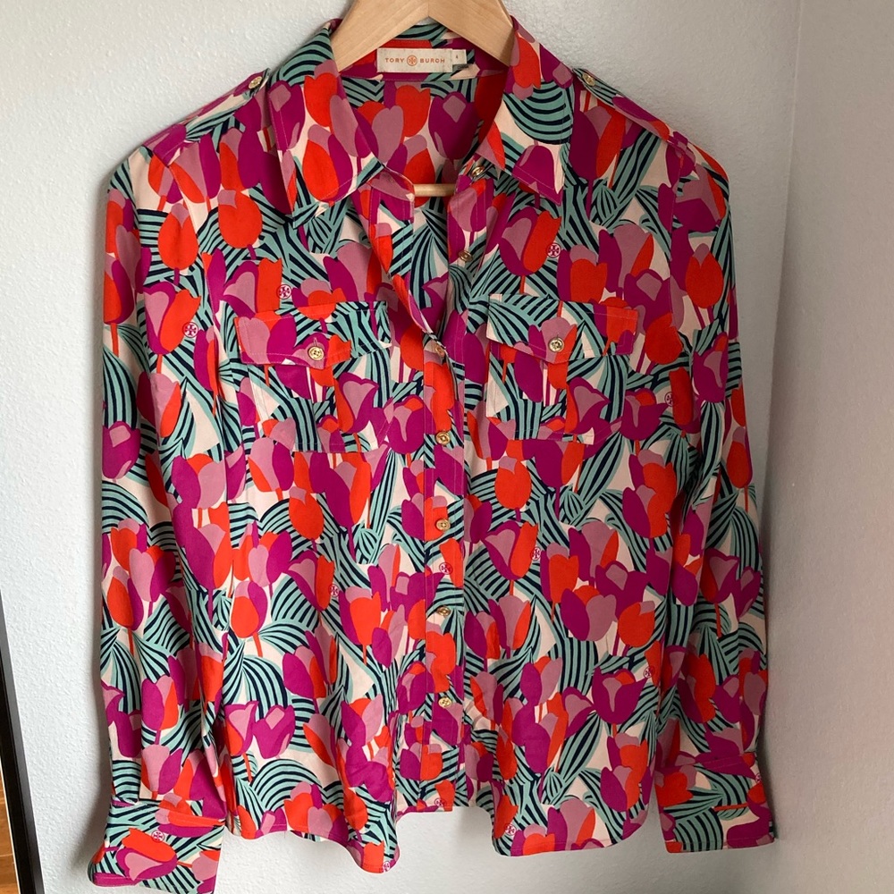 Tory Burch Logo Button Down Top 4